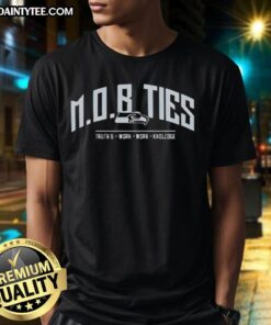 Alt Text: Premium Seattle Seahawks Mob Ties Truth and Work Knowledge T-Shirt featuring team colors and logo for fans.