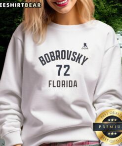 Premium Sergei Bobrovsky Florida Panthers ice hockey sweatshirt with name and number 72, perfect for fans.