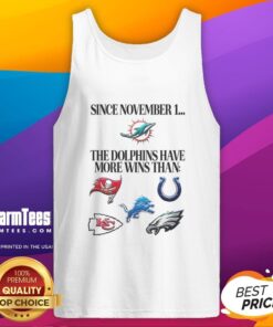 Miami Dolphins celebrate their winning streak since November 1, outpacing tank top fashion trends in style.