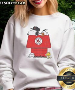 Premium Snoopy and Woodstock Boston Red Sox dugout MLB baseball sweatshirt, perfect for fans and cozy wear.