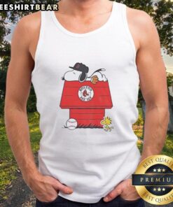 Premium Snoopy and Woodstock Boston Red Sox dugout MLB baseball tank top for fans and collectors.