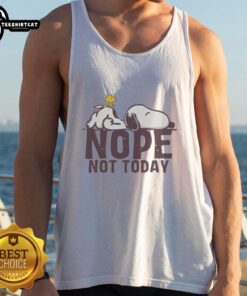 Premium Snoopy Sleep and Woodstock tank top featuring a fun 'Nope' mood design, perfect for casual wear.
