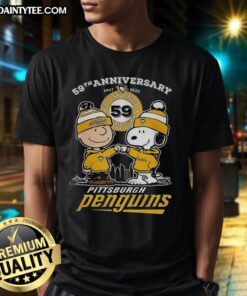 Premium Snoopy Touch Hands Charlie Brown Pittsburgh Penguins T-Shirt celebrating 59th Anniversary 1967-2026.