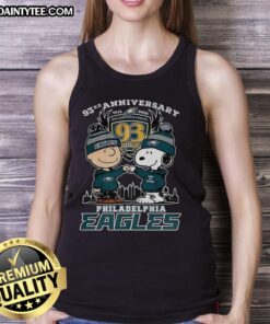 Premium Snoopy Touch Hands Charlie Brown tank top celebrating Philadelphia Eagles 93rd Anniversary 1933-2026.