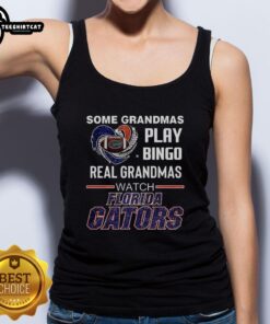 Premium Florida Gators tank top featuring playful grandmas enjoying bingo, perfect for fans and casual wear.