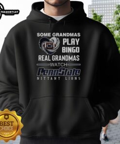 Premium hoodie featuring grandmas playing bingo and cheering for Penn State Nittany Lions, perfect for dedicated fans.