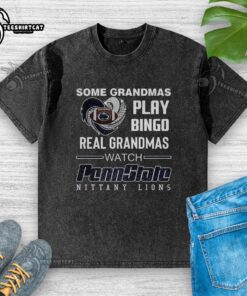 Premium washed t-shirt featuring grandmas playing bingo and Penn State Nittany Lions logo for true fans.