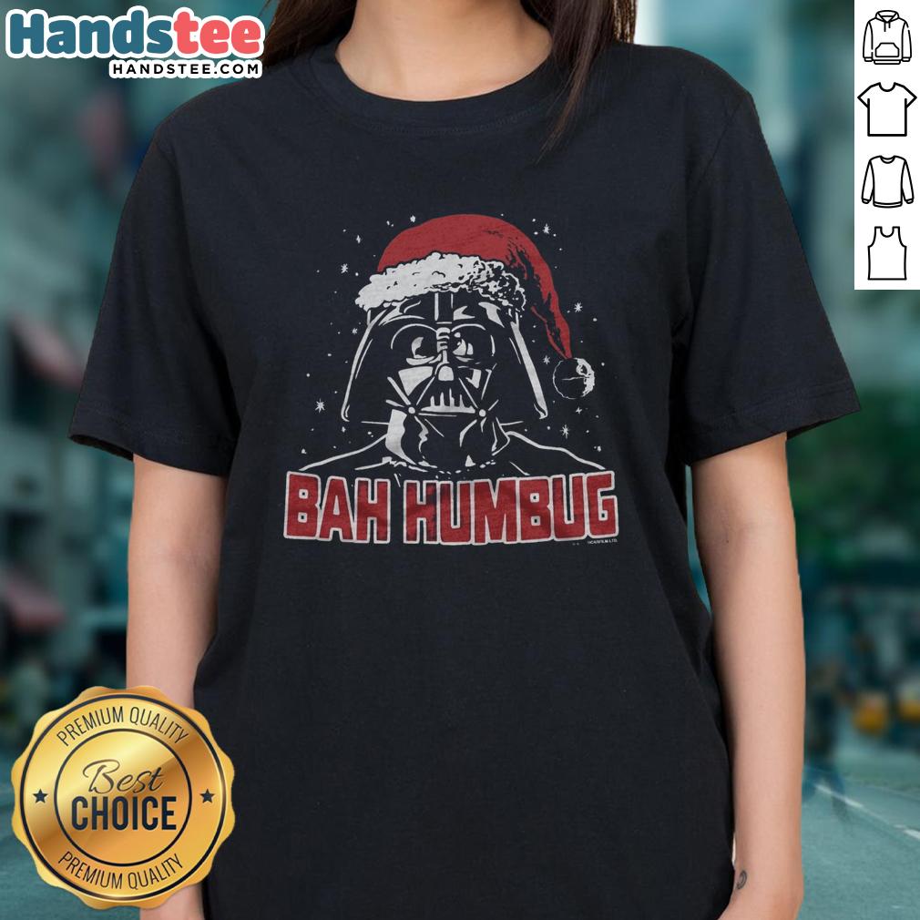 premium-star-wars-darth-vader-bah-humbug-ladies-tee Premium Star Wars Darth Vader Bah Humbug Ladies Tee featuring iconic Darth Vader design for holiday-themed apparel.