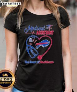 Premium stethoscope graphic on a Buffalo Bills tee for nurses, celebrating the heart of healthcare in style.