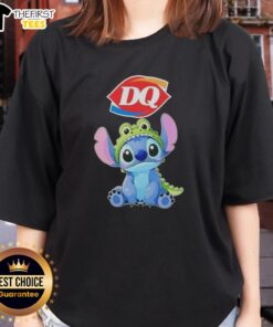 Alt Text: Premium Stitch Cosplay Crocodile X Dairy Queen Ladies Tee featuring vibrant colors and unique design for fans.