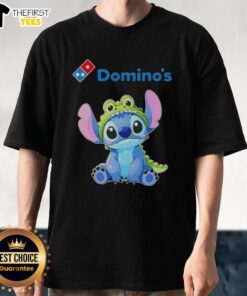 Premium Stitch Cosplay Crocodile X Domino's T-Shirt featuring vibrant graphics and quality fabric for cosplay enthusiasts.