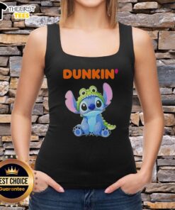 Premium Stitch Cosplay Crocodile X Dunkin' Donuts tank top featuring vibrant graphics and a trendy design for fans.