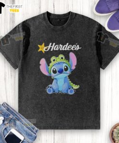 Premium Stitch Cosplay Crocodile X Hardees washed t-shirt featuring unique design and comfortable fit, perfect for fans.
