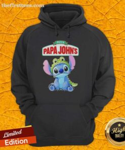 Alt Text: Premium Stitch Cosplay Crocodile X Pizza Papa Johns Hoodie featuring vibrant colors and unique design, perfect for fans.