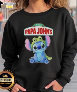 Premium Stitch Cosplay Crocodile X Pizza Papa John's Sweatshirt featuring vibrant colors and unique design for fans.