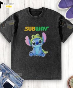 Premium Stitch Cosplay Crocodile X Subway Washed T-Shirt featuring vibrant design and comfortable fit for fans.