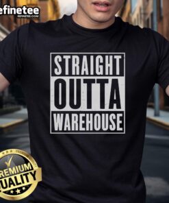 Premium Straight Outta Warehouse T-Shirt in black, featuring bold graphic design and comfortable fit for casual wear.