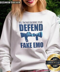 Premium Summerbruise Defend Fake Emo Sweatshirt in black, featuring bold graphics and a casual, stylish fit for summer wear.