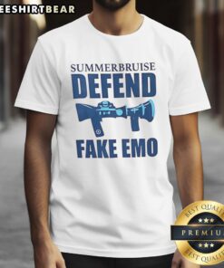 Premium Summerbruise Defend Fake Emo T-Shirt featuring vibrant graphics and soft fabric, perfect for summer style.