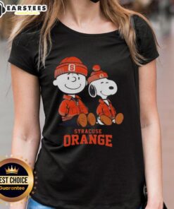 Premium Syracuse Orange X Snoopy and Charlie Brown ladies tee featuring vibrant graphics and a trendy design.