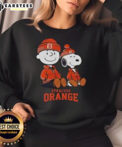 Premium Syracuse Orange X Snoopy and Charlie Brown sweatshirt featuring vibrant graphics and cozy design.