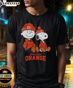 Premium Syracuse Orange X Snoopy and Charlie Brown T-Shirt featuring vibrant graphics of beloved characters on a stylish design.