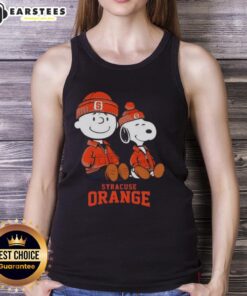 Premium Syracuse Orange X Snoopy and Charlie Brown tank top featuring vibrant graphics and a stylish design for fans.