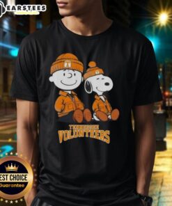 Premium Tennessee Volunteers X Snoopy and Charlie Brown T-Shirt featuring vibrant graphics and a comfortable fit for fans.
