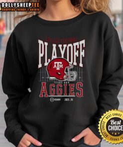 Premium Texas A&M Aggies 2025-2026 College Football Playoff Bound helmet sweatshirt in maroon with team logo.