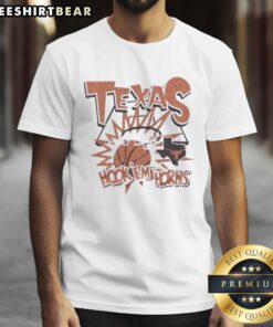 Premium Texas Hook Em Horns Slam T-Shirt featuring vibrant colors and bold graphics, perfect for Texas Longhorns fans.