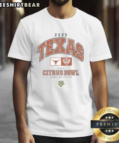 Premium Texas Longhorns Cheez-It Citrus Bowl 2025 T-Shirt featuring team colors and logo, perfect for game day attire.