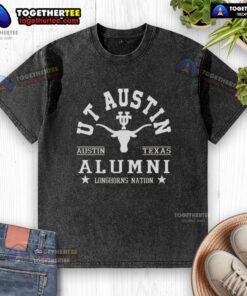 Premium Texas Longhorns UT Austin alumni washed t-shirt in burnt orange, perfect for Longhorns Nation fans.