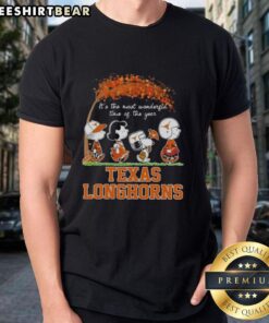 Alt Text: Premium Texas Longhorns X Peanuts Snoopy and Friends autumn t-shirt, celebrating the most wonderful time of the year.