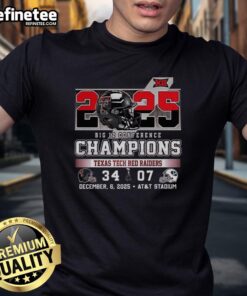 Premium Texas Tech Red Raiders 2025 Big 12 Conference Champions T-Shirt featuring bold team graphics and vibrant colors.