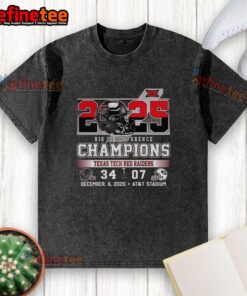 Premium Texas Tech Red Raiders 34 BYU 07 2025 Big 12 Conference Champions washed t-shirt design, featuring team colors.