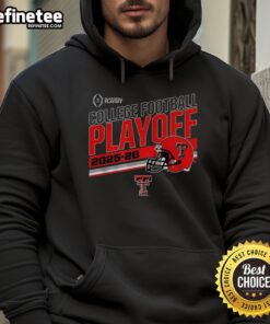 Alt Text: Premium Texas Tech Red Raiders Football Playoff 2025-2026 helmet hoodie featuring vibrant team colors and logo.