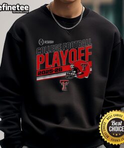 Alt Text: Premium Texas Tech Red Raiders Football Playoff 2025-2026 helmet sweatshirt showcasing team pride and style.