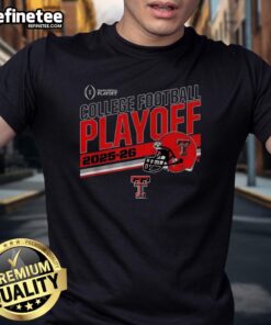 Premium Texas Tech Red Raiders Football Playoff 2025-2026 Helmet T-Shirt featuring bold team graphics and a stylish design.