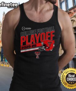 Premium Texas Tech Red Raiders Football Playoff 2025-2026 Helmet Tank Top for fans and sports enthusiasts.