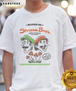 Premium The Mushroom Jam T-Shirt featuring Mario and Luigi, celebrating Shroom Bros with Wahoo-Tentic flavor since 1985.