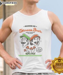 Premium Mushroom Jam tank top featuring Mario and Luigi design by Shroom Bros, Est. 1985, perfect for gamers.