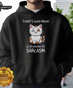 Premium 'Today's Good Mood Is Sponsored By Sarcasm' hoodie in stylish design, perfect for casual wear and humor lovers.