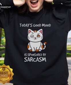 Premium 'Today's Good Mood Is Sponsored By Sarcasm' sweatshirt in casual style, perfect for expressing humor and personality.