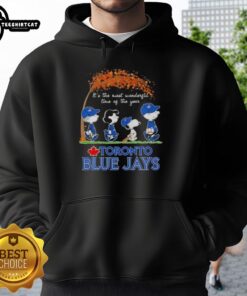 Premium Toronto Blue Jays X Peanuts Snoopy and Friends autumn hoodie for the most wonderful time of the year.