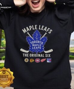 Premium Toronto Maple Leafs The Original Six combined sweatshirt showcasing iconic team logos and vibrant colors.