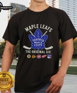 Alt Text: Premium Toronto Maple Leafs The Original Six Combined T-Shirt featuring team logo and classic design for fans.