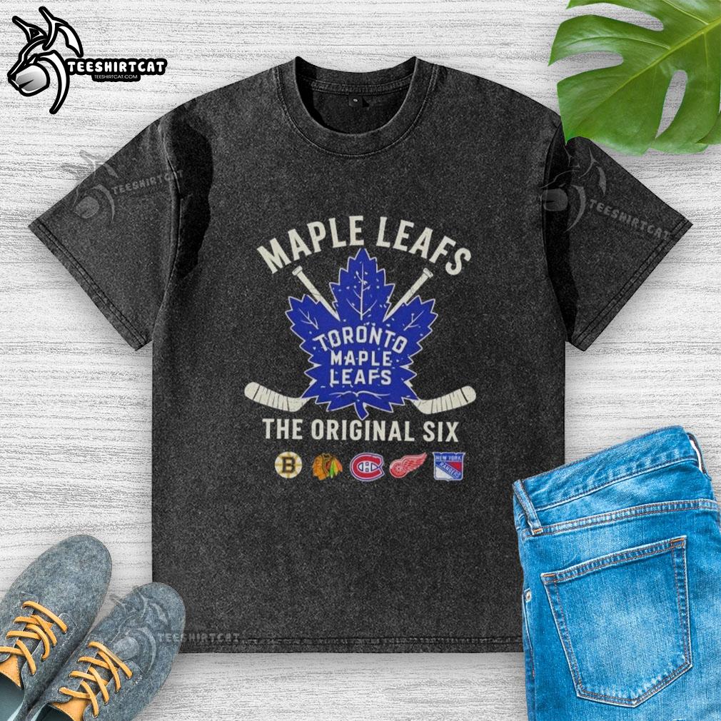premium-toronto-maple-leafs-the-original-six-combined-washed-t-shirt Premium Toronto Maple Leafs Original Six washed t-shirt featuring classic team logo and vintage style design.