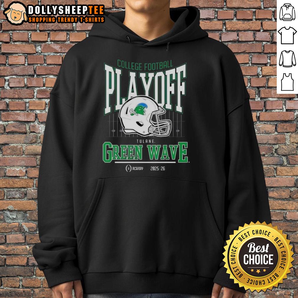 Premium Tulane Green Wave 2025-2026 College Football Playoff Bound Helmet Hoodie Alt Text: Premium Tulane Green Wave helmet hoodie for the 2025-2026 College Football Playoff, showcasing team pride and style.