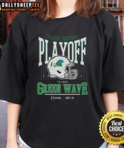 Premium Tulane Green Wave 2025-2026 College Football Playoff Bound helmet ladies tee, featuring team colors and logo.