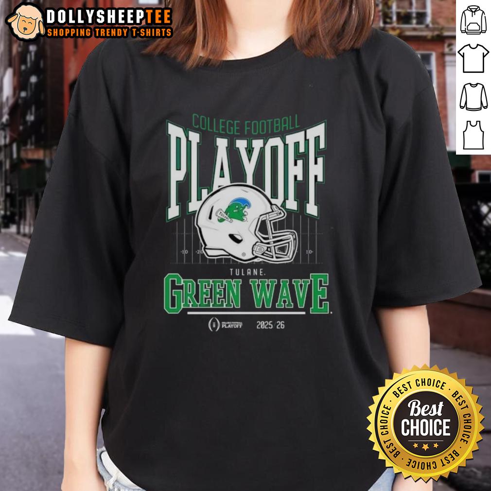 Premium Tulane Green Wave 2025-2026 College Football Playoff Bound Helmet Ladies-Tee Premium Tulane Green Wave 2025-2026 College Football Playoff Bound helmet ladies tee, featuring team colors and logo.